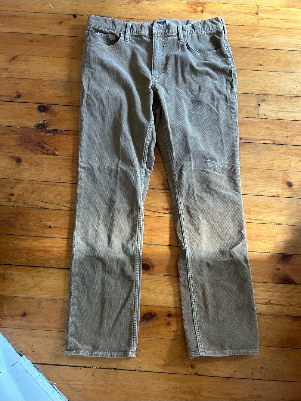 New polo Ralph Lauren varick slim straight corduroy tan pants 36x32